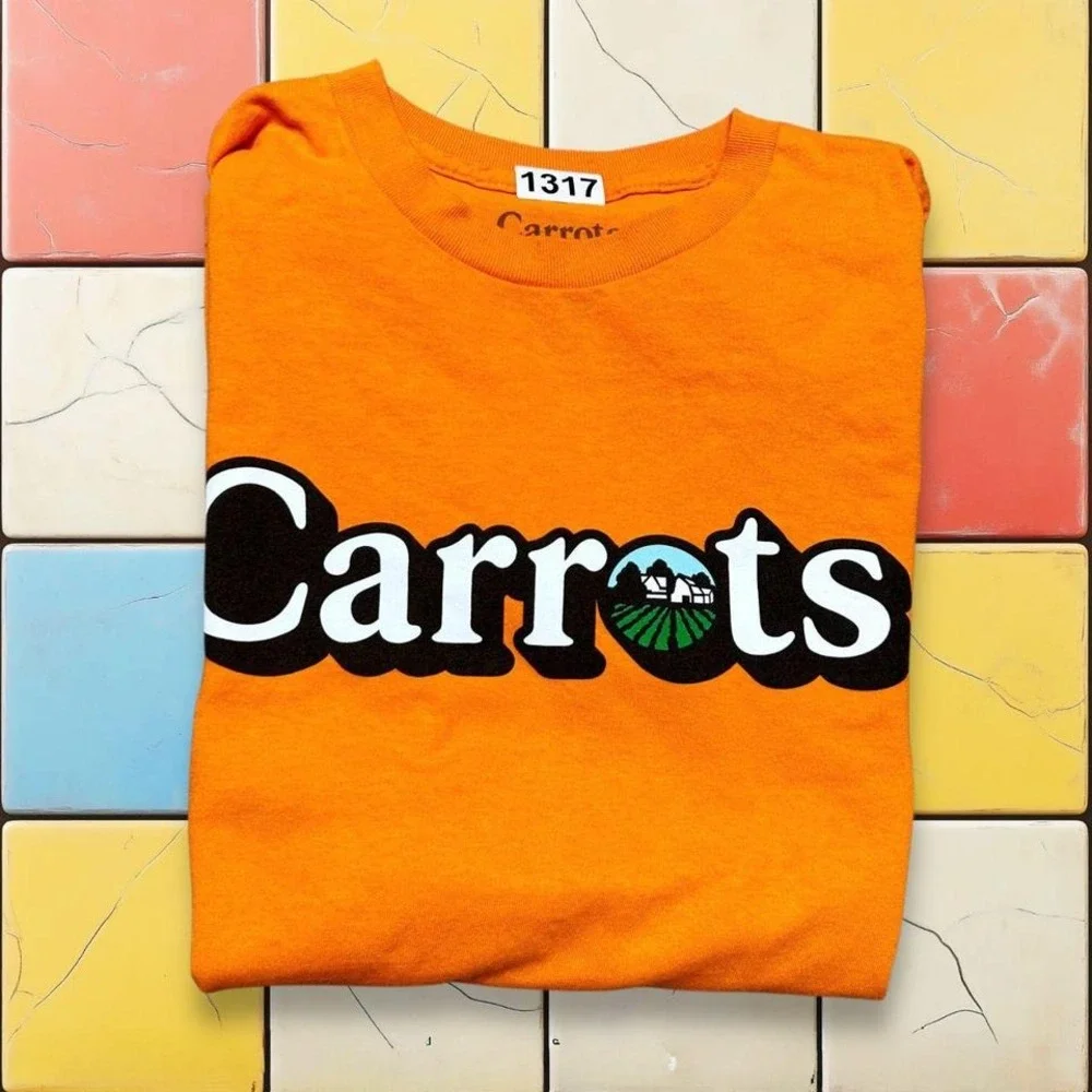 Y2K Carrots Orange Skater T Shirt Men Size M Cotton Short Sleeve Anwar‎ Street